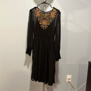 Zara black dress with embroidery